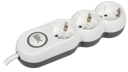 Удлинитель с заземлением и выключателем IEK UNO 3х5,0м 16А 3500Вт белый картинка 